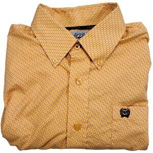 Cinch Small Men Yellow Geometric Shirt Western Rodeo Work